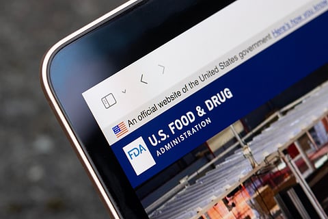 Homepage of the U.S. Food and Drug Administration (FDA) is seen on the screen of a computer.