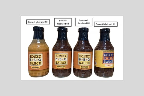 A photo of the recalled honey BBQ sauce-mustard.