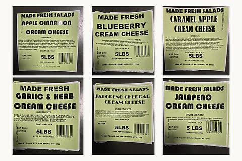 A photo of some of the recalled cream cheeses.