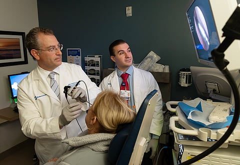 Patient undergoing nasal swab test for Alzheimer's disease