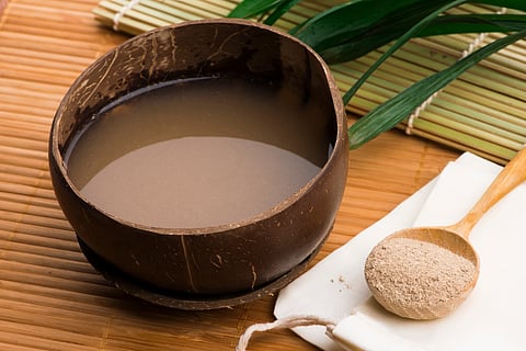 Kava drink made from the roots of the kava plant mixed with water