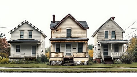 An old American single-family house, poor conditions, isolated