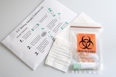 A colorectal cancer screening kit or FIT testing sample kit