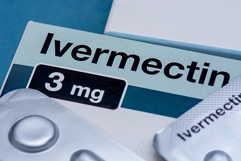 Clamart, France - August 22, 2021: Box of Ivermectin tablets, an antiparasitic drug and also a potential treatment for Covid-19 disease