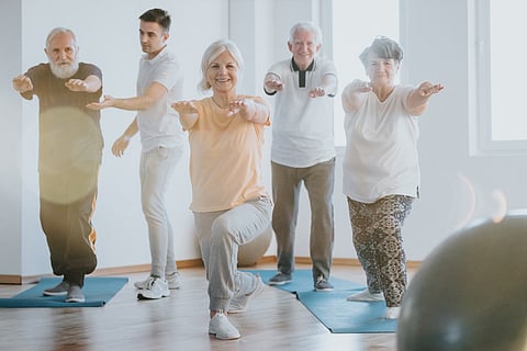 Elderly people in gym