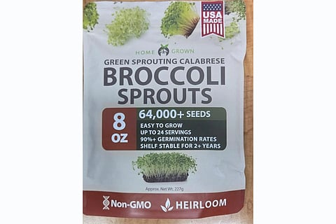 Package of Home Grown broccoli sprout seeds included in recall