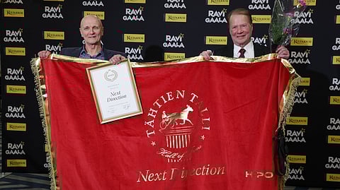 Pekka Korhonen ja Antero Ovaskainen kuuluivat Next Directionin omistajiin ruunan kilpauran aikana.