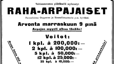 Vuoden 1889 rikoslaki ja sen 43. luvun 1 § kielsi kaikenlaisen rahapelaamisen Suomessa kevääseen 1926 saakka. Eduskunta teki 6.4.1926 muutoksen rikoslakiin, joka mahdollisti raha-arpajaisten järjestämisen. 