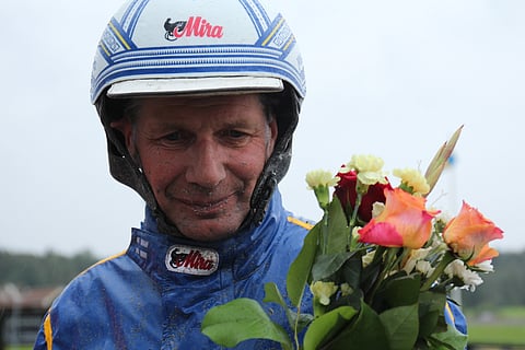 Jorma Kontio istui Qvidja's Firstin kärryillä Eskilstunassa. Arkistokuva.