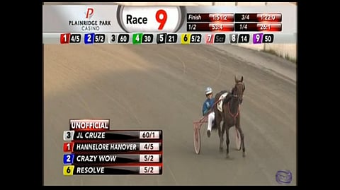 JL Cruze kiri jännittävän ykköstason ryhmäajon voittoon Plainridge Parkissa. Kuva: ravistream