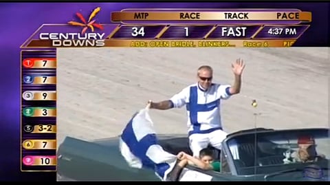 Mika Forss näyttää olevan valmiina taistoon ajajien MM-avauksessa Century Downsin raveissa, joissa kaikki lähdöt kilpaillaan peitsareilla. Kuva: Century Downsin live-stream