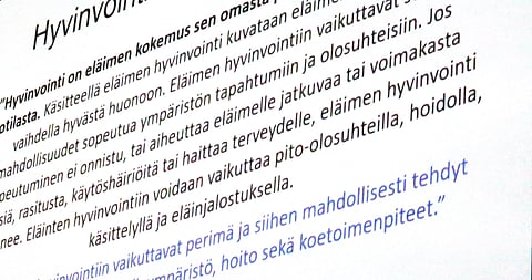 Esityksessä ehdotetaan säädettäväksi laki eläinten hyvinvoinnista, jolla korvattaisiin nykyinen eläinsuojelulaki. Lain tarkoituksena olisi eläinten hyvinvoinnin edistämisen ja suojelun lisäksi eläinten kunnioituksen ja hyvän kohtelun lisääminen.