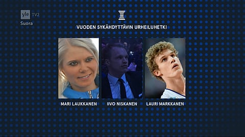 Sykähdyttävimmät urheiluhetket 2017 äänestettiin yleisön valitsemina. Kuva: Ylen lähetys Urheilugaalasta