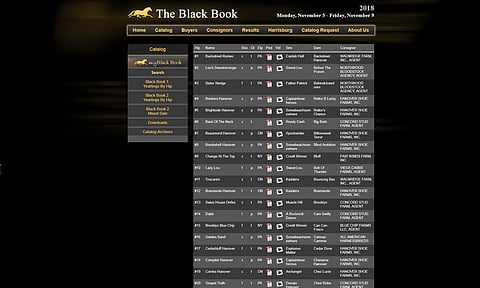 The Black Book -huutokaupan verkkosivun luettelossa riittää selattavaa.
