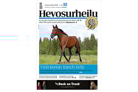 Ranch Kelly kilpailee lauantaina Suur-Hollola-ajon välierässä. Kannen kuva: Annika Nisonen.