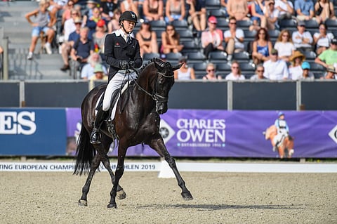 Duchess Desiree oli vedossa tänään koulukokeessa Suonenjoella. Se tiesi johtopaikkaa kenttäSM:issä koulukokeen jälkeen.  Tässä ollaan Luhmühlenissä.