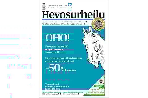 Kannen kuvassa ilmoitus.