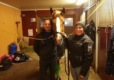 Hannu ja Sara Hietasella oli hymy herkässä Joriinin kakkossijan jälkeen. Kuva: Bergsåker