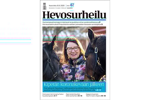 Marjo Kaipainen katsoo ravialaa sekä päättäjän että kasvattajan tuolilta. Kannen kuva: Anu Leppänen.