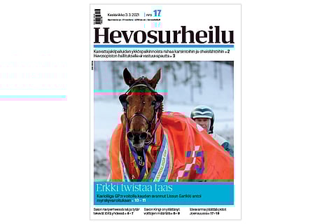 Kannen kuvassa Kavioliiga GP:n voittaja Lissun Eerikki. Kuva: Anu Leppänen.