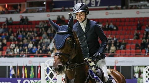 Noora Pentti ja Con Caya, joka ei Uggerhalnessa pitänyt lainkaan kotikenttänsä vesihaudasta.