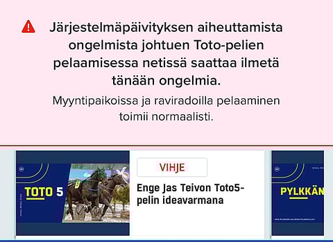 Toto-sivuston toimivuus edelleen epävarmaa – ”Vielä on töitä jäljellä, että pystyisi sanomaan iltapäivän ja illan menevän hyvin”