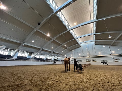 Ruskeasuon tallien ratsastuskoulujen tunnit pidetään täällä. 