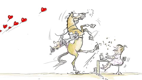 Ystävä-valmentaja muistaa pysyä positiivisena, jolloin ratsastajankin on mukavampi starttailla esimerkiksi kouluratsastuskilpailuissa.