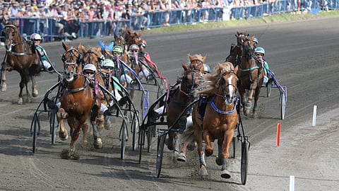 Kuninkuuskisa alkoi 2100 metrillä, H.V. Tuuri johtaa orijoukkoa.