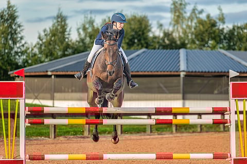Martta Weckstén ja Delaney Stable Novassa aiemmin tänä vuonna. Nyt hypättiin jo hallissa.