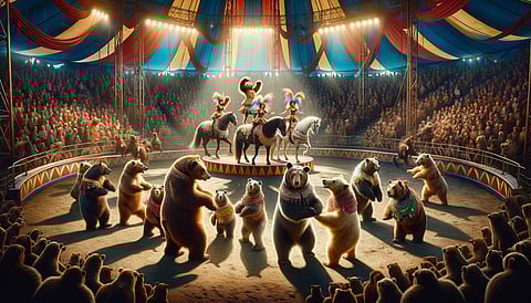 Tanssivat karhut ja hevoset. 