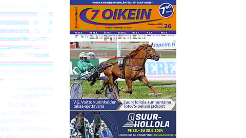 7 oikein -lehti ilmestyy torstaisin. Siinä julkaistaan kotimaan ravien käsiohjelmasivut torstaista seuraavaan keskiviikkoon. Lisäksi Ruotsin raveihin on käsiohjelmasivut päivän pääpeliin torstaista maanantaihin, ja näköislehdessä linkit tulostettaviin käsiohjelmasivuihin tiistain ja keskiviikon pääpeliin.