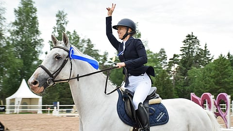 Anna Marin ja Laakspohjan kartanon huippusukuinen estetykki Caballero (Cassiano - Contender). 