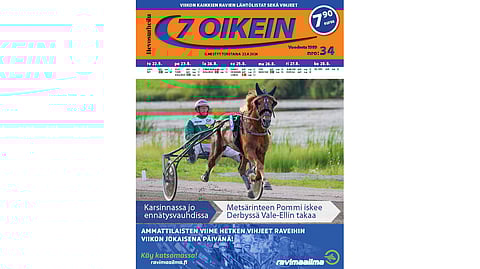 7 oikein -lehti ilmestyy torstaisin. Siinä julkaistaan kotimaan ravien käsiohjelmasivut torstaista seuraavaan keskiviikkoon. Lisäksi Ruotsin raveihin on käsiohjelmasivut päivän pääpeliin torstaista maanantaihin, ja näköislehdessä linkit tulostettaviin käsiohjelmasivuihin tiistain ja keskiviikon pääpeliin.
