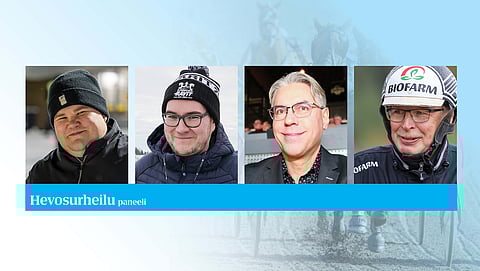 Hevosurheilun paneelissa Iivari Ingves, Miika Lähdeniemi, Arto Hytönen ja Jouni Miettinen.