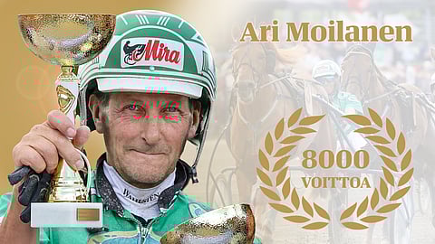 Ari Moilanen saavutti kolmantena suomalaisohjastajana 8000 voittoa.