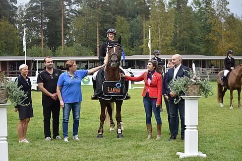 Päivi Stranden ja Karkurin Samba vuonna 2018. 