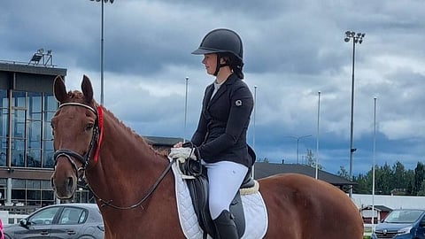Amiir-hevonen Lakeus Dressage -kilpailuissa heinäkuussa 2025. 
