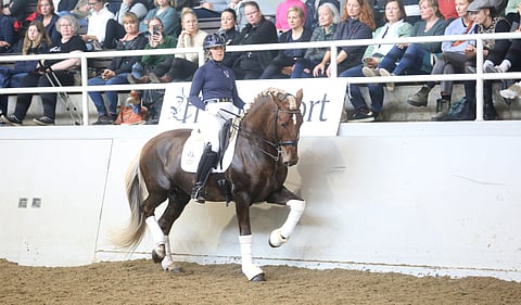 Terhi Stegars ja suomenori Loiste Priimus. 