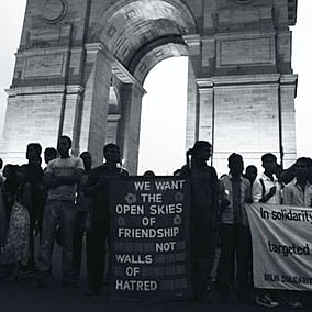 A candlelight vigil at India Gate in the aftermath of the 2012 communal violence in Assam, which was fuelled, in part, by social media.
Photo: Flickr / Joe Athialy
