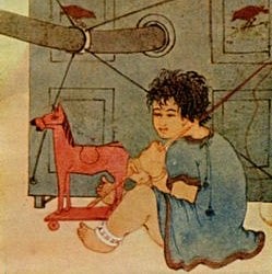 A drawing by Nandalall Bose illustrating Tagore's short story "The Hero". Photo credit: Wikimedia Commons/eldritchpress.org