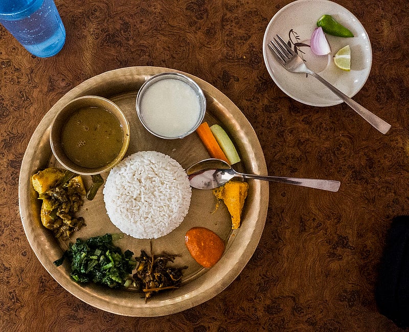 A basic Kathmandu thaali