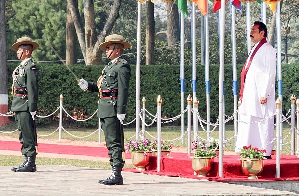 Sri Lankan President Mahinda Rajapaksa during the SAARC welcome ceremony at Tribhuvan International Airport.<br />Flickr / President Mahinda Rajapaksa