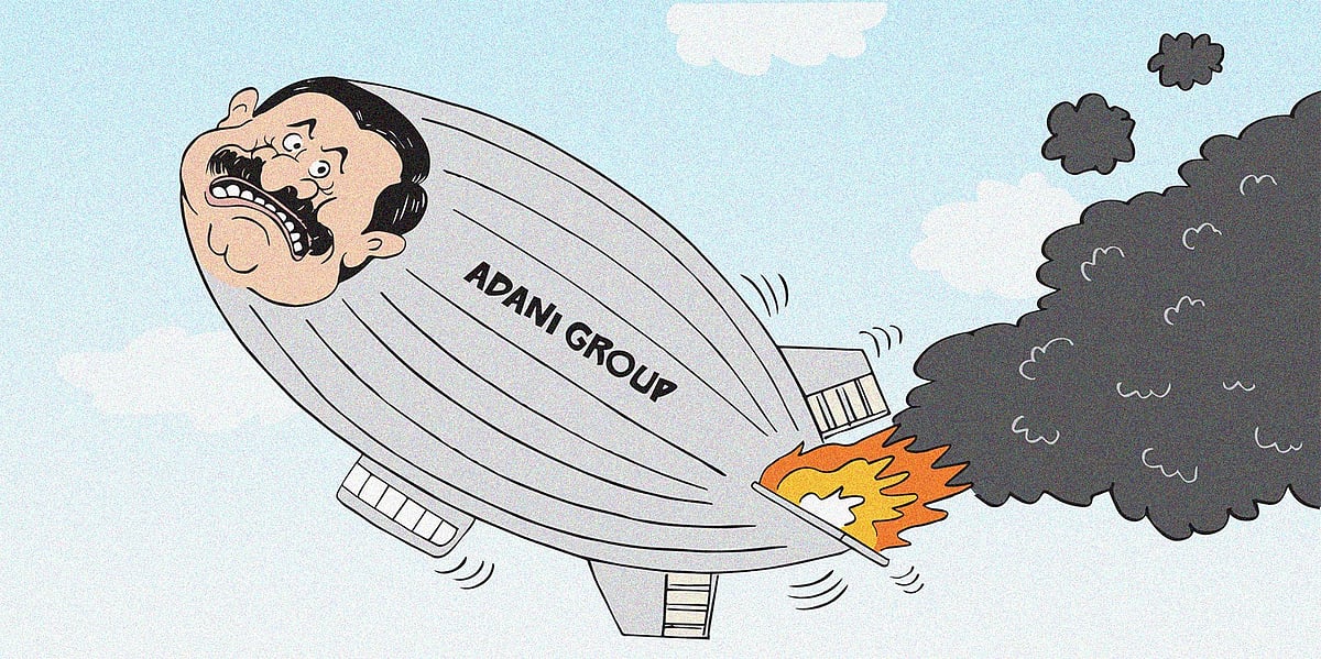 Stocks in Adani companies have plummeted after a report by Hindenburg Research accused the Adani Group of brazen stock manipulation and accounting fraud. Cartoon by Gihan de Chickera