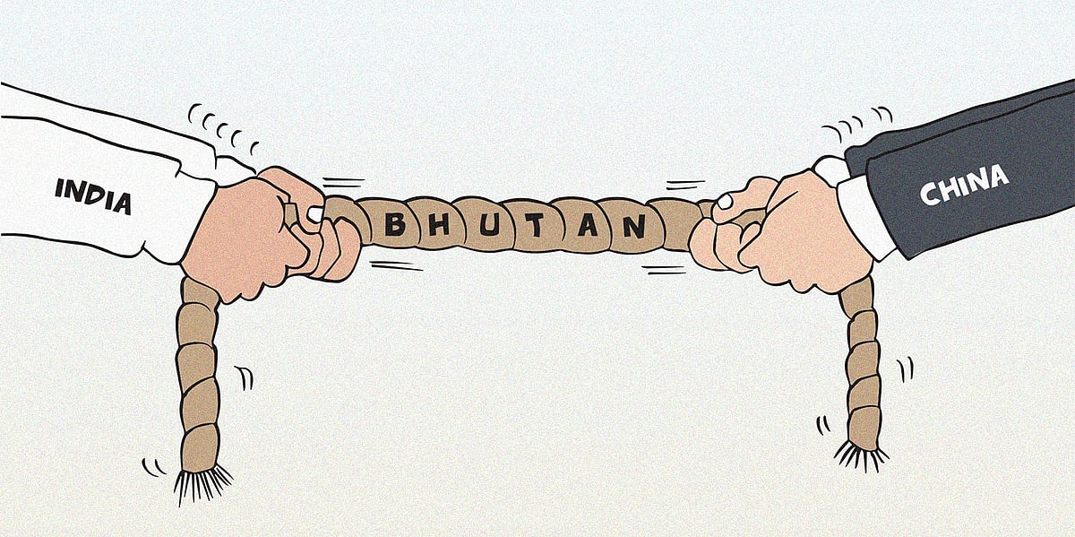 Bhutanese Prime Minister, Lotay Tshering's comments about the Doklam border dispute have sparked concerns in India. Cartoon by Gihan de Chickera.