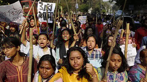 Students take part in a protest in Dhaka in March against the rape of an eight-year-old girl, demanding severe punishment for the rapist. 