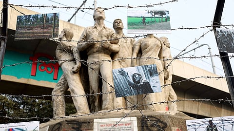 A protest in Dhaka against civilian killings on the India–Bangladesh border. The view that India treats the border merely as a security problem with little regard for human life fuels deep public anger in Bangladesh.  