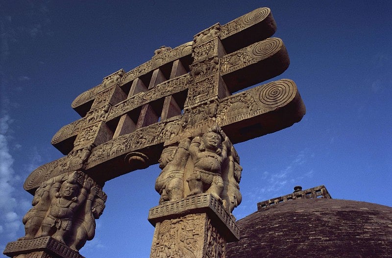 The Chetiyagiri temple in Sanchi, Madhya Pradesh, where Jawaharlal Nehru organised a re-enshrinement of Buddhist relics in 1952. 