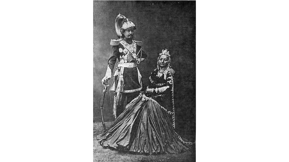 Maharaja Jang Bahadur with his maharani.