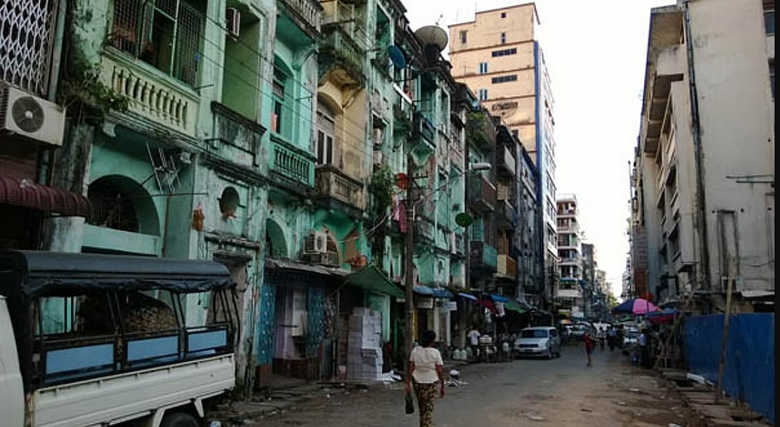 Photo of downtown Yangon. The article talks about how even after cyclone Nargis hit Myanmar in 2009, the country has progressed little in terms of disaster-preparedness